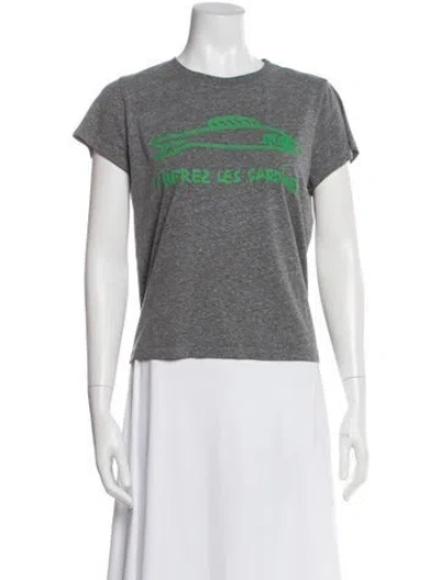 Pre-owned Clare V Graphic Print Crew Neck T-shirt In Gray