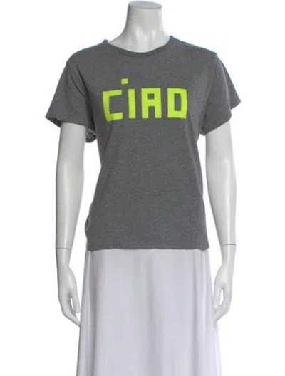 Pre-owned Clare V Graphic Print Crew Neck T-shirt In Gray