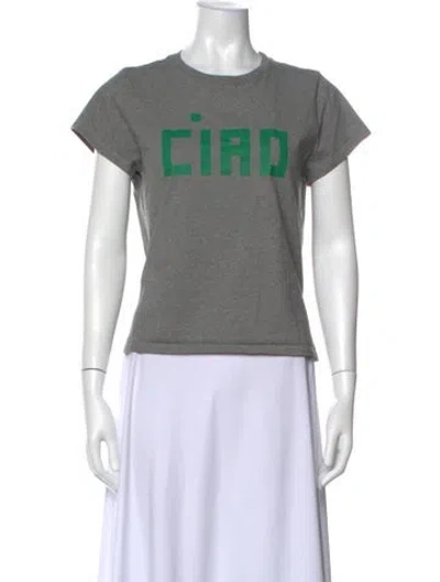 Pre-owned Clare V Graphic Print Crew Neck T-shirt In Gray