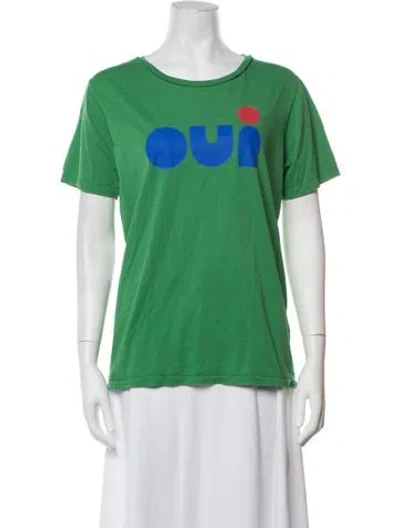 Pre-owned Clare V Graphic Print Crew Neck T-shirt In Green