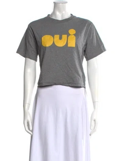 Pre-owned Clare V Graphic Print Crew Neck T-shirt In Grey