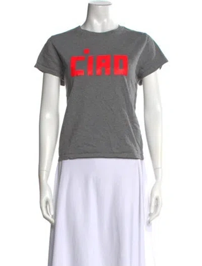 Pre-owned Clare V Graphic Print Crew Neck T-shirt In Grey