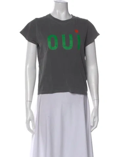 Pre-owned Clare V Graphic Print Crew Neck T-shirt In Grey