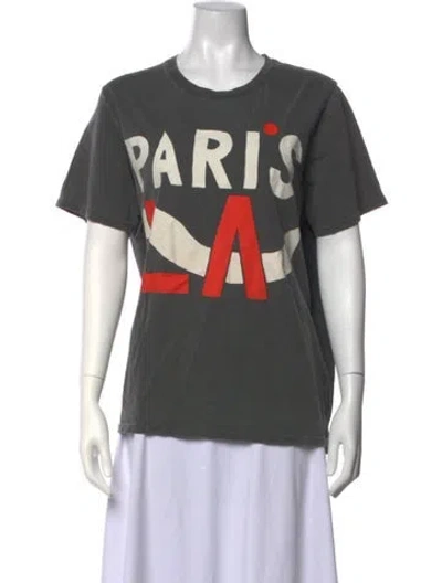 Pre-owned Clare V Graphic Print Crew Neck T-shirt In Grey
