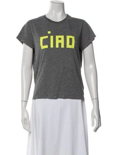 Pre-owned Clare V Graphic Print Crew Neck T-shirt In Grey