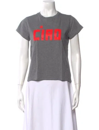 Pre-owned Clare V Graphic Print Crew Neck T-shirt In Grey