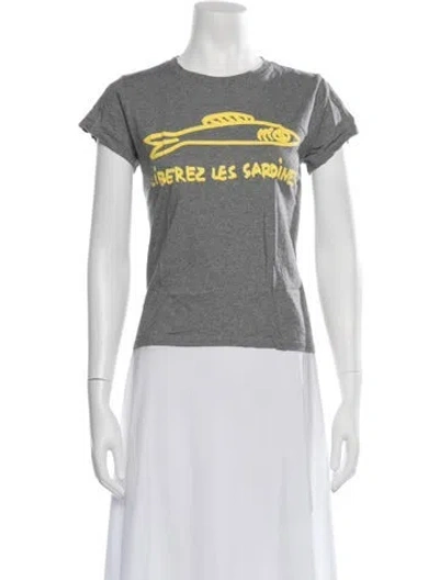 Pre-owned Clare V Graphic Print Crew Neck T-shirt In Grey