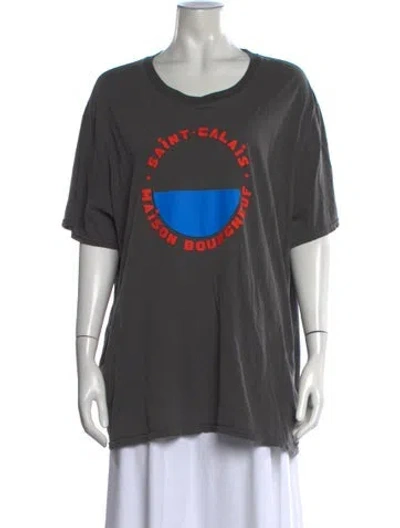 Pre-owned Clare V Graphic Print Crew Neck T-shirt In Grey