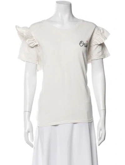 Pre-owned Clare V Graphic Print Crew Neck T-shirt In Neutral