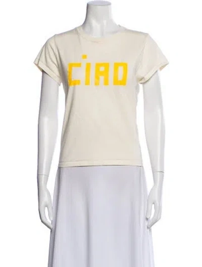 Pre-owned Clare V Graphic Print Crew Neck T-shirt In Neutral