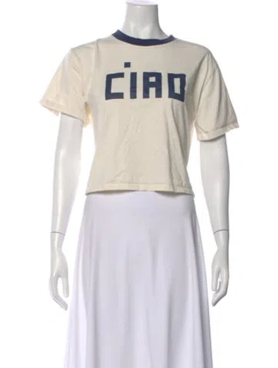 Pre-owned Clare V Graphic Print Crew Neck T-shirt In Neutral