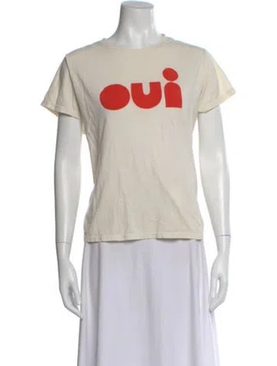 Pre-owned Clare V Graphic Print Crew Neck T-shirt In Neutral