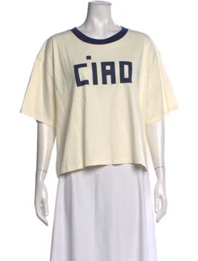 Pre-owned Clare V Graphic Print Crew Neck T-shirt In Neutrals