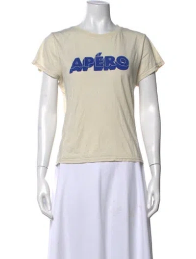 Pre-owned Clare V Graphic Print Crew Neck T-shirt In Neutrals