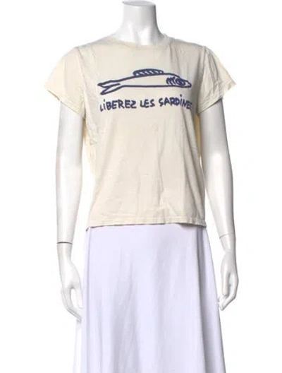 Pre-owned Clare V Graphic Print Crew Neck T-shirt In Neutrals