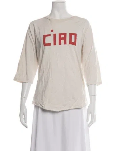 Pre-owned Clare V Graphic Print Crew Neck T-shirt In Neutrals