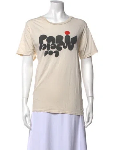 Pre-owned Clare V Graphic Print Crew Neck T-shirt In Neutrals