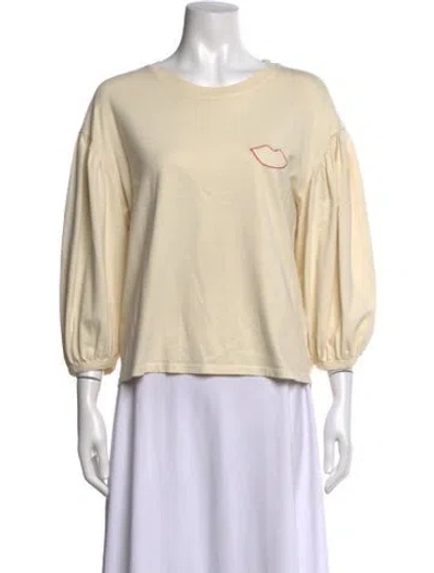Pre-owned Clare V Graphic Print Crew Neck T-shirt In Neutrals