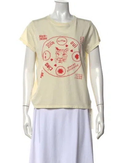 Pre-owned Clare V Graphic Print Crew Neck T-shirt In Neutrals