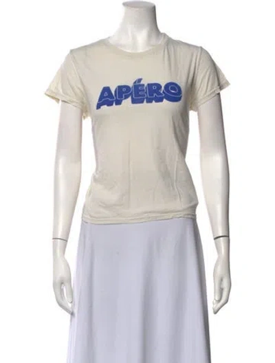 Pre-owned Clare V Graphic Print Crew Neck T-shirt In Neutrals