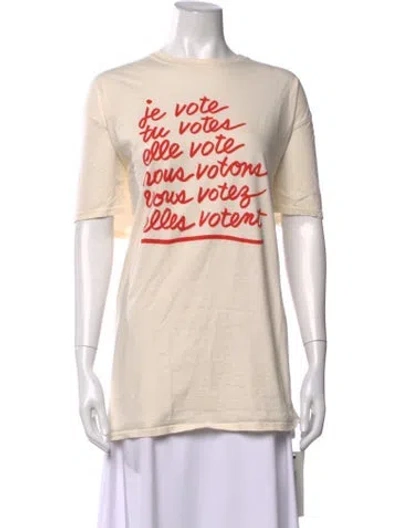 Pre-owned Clare V Graphic Print Crew Neck T-shirt In Neutrals