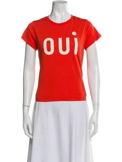 Pre-owned Clare V Graphic Print Crew Neck T-shirt In Orange