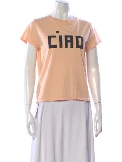 Pre-owned Clare V Graphic Print Crew Neck T-shirt In Orange