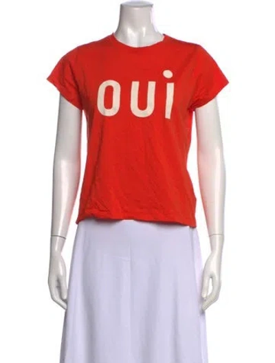 Pre-owned Clare V Graphic Print Crew Neck T-shirt In Orange