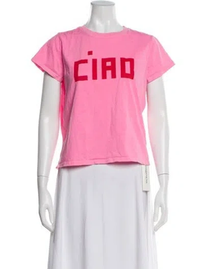 Pre-owned Clare V Graphic Print Crew Neck T-shirt In Pink