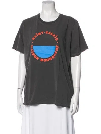 Pre-owned Clare V Graphic Print Crew Neck T-shirt W/ Tags In Blue