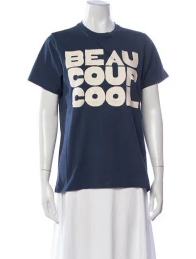 Pre-owned Clare V Graphic Print Crew Neck T-shirt W/ Tags In Blue