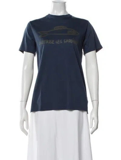 Pre-owned Clare V Graphic Print Crew Neck T-shirt W/ Tags In Blue