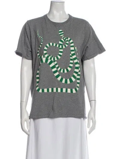 Pre-owned Clare V Graphic Print Crew Neck T-shirt W/ Tags In Gray