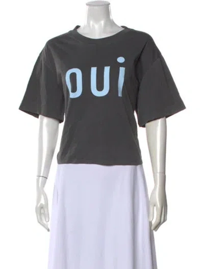 Pre-owned Clare V Graphic Print Crew Neck T-shirt W/ Tags In Grey