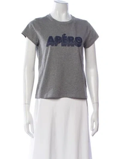 Pre-owned Clare V Graphic Print Crew Neck T-shirt W/ Tags In Grey