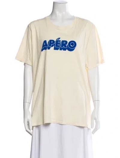 Pre-owned Clare V Graphic Print Crew Neck T-shirt W/ Tags In Neutral