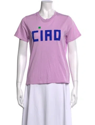 Pre-owned Clare V Graphic Print Crew Neck T-shirt W/ Tags In Purple