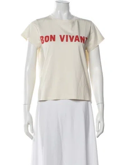 Pre-owned Clare V Graphic Print Crew Neck T-shirt W/ Tags In White