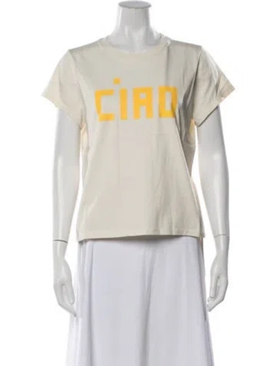 Pre-owned Clare V Graphic Print Crew Neck T-shirt W/ Tags In White