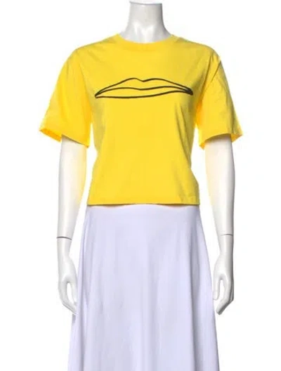 Pre-owned Clare V Graphic Print Crew Neck T-shirt W/ Tags In Yellow