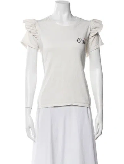 Pre-owned Clare V Graphic Print Crew Neck T-shirt In White