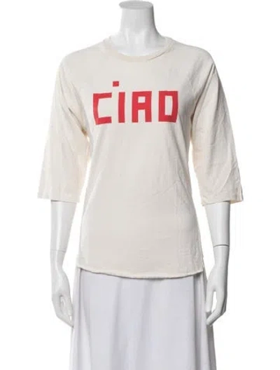Pre-owned Clare V Graphic Print Crew Neck T-shirt In White