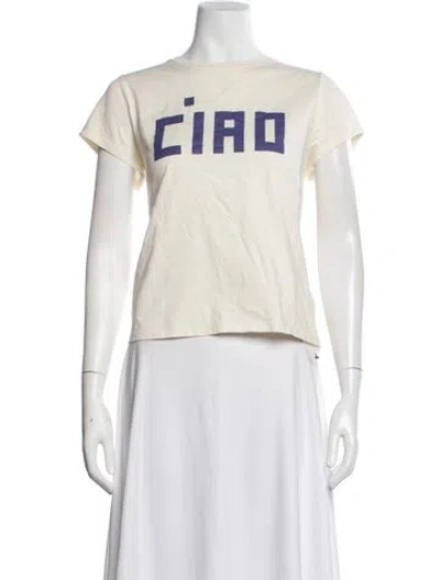 Pre-owned Clare V Graphic Print Crew Neck T-shirt In White