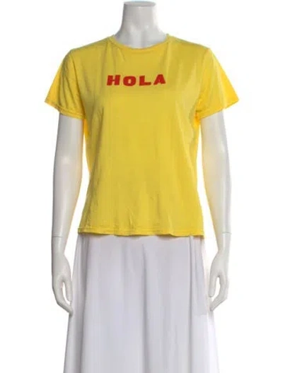 Pre-owned Clare V Graphic Print Crew Neck T-shirt In Yellow