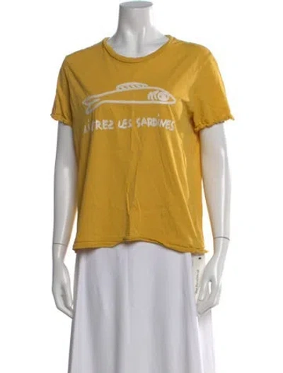 Pre-owned Clare V Graphic Print Crew Neck T-shirt In Yellow
