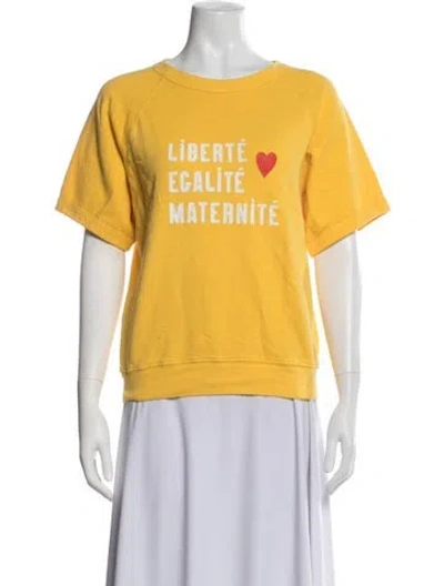 Pre-owned Clare V Graphic Print Crew Neck T-shirt In Yellow