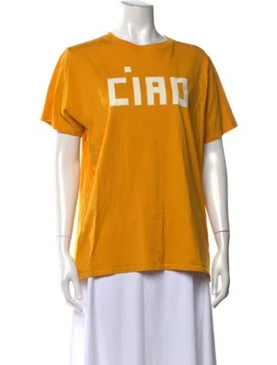 Pre-owned Clare V Graphic Print Crew Neck T-shirt In Yellow