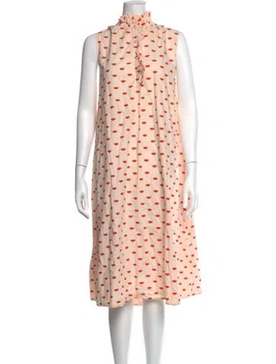 Pre-owned Clare V Graphic Print Midi Length Dress In Pink