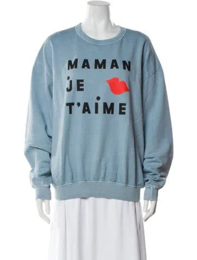 Pre-owned Clare V Graphic Print Scoop Neck Sweater In Blue