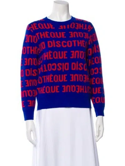 Pre-owned Clare V Graphic Print Scoop Neck Sweater In Blue